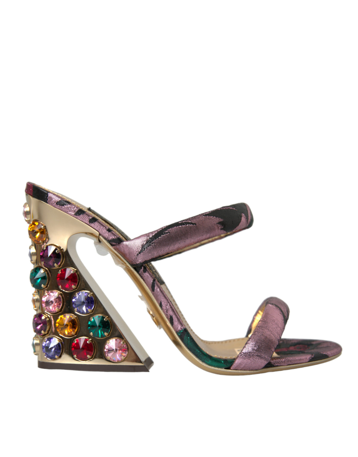 Dolce & Gabbana Multicolor Jacquard Crystals Sandals Shoes