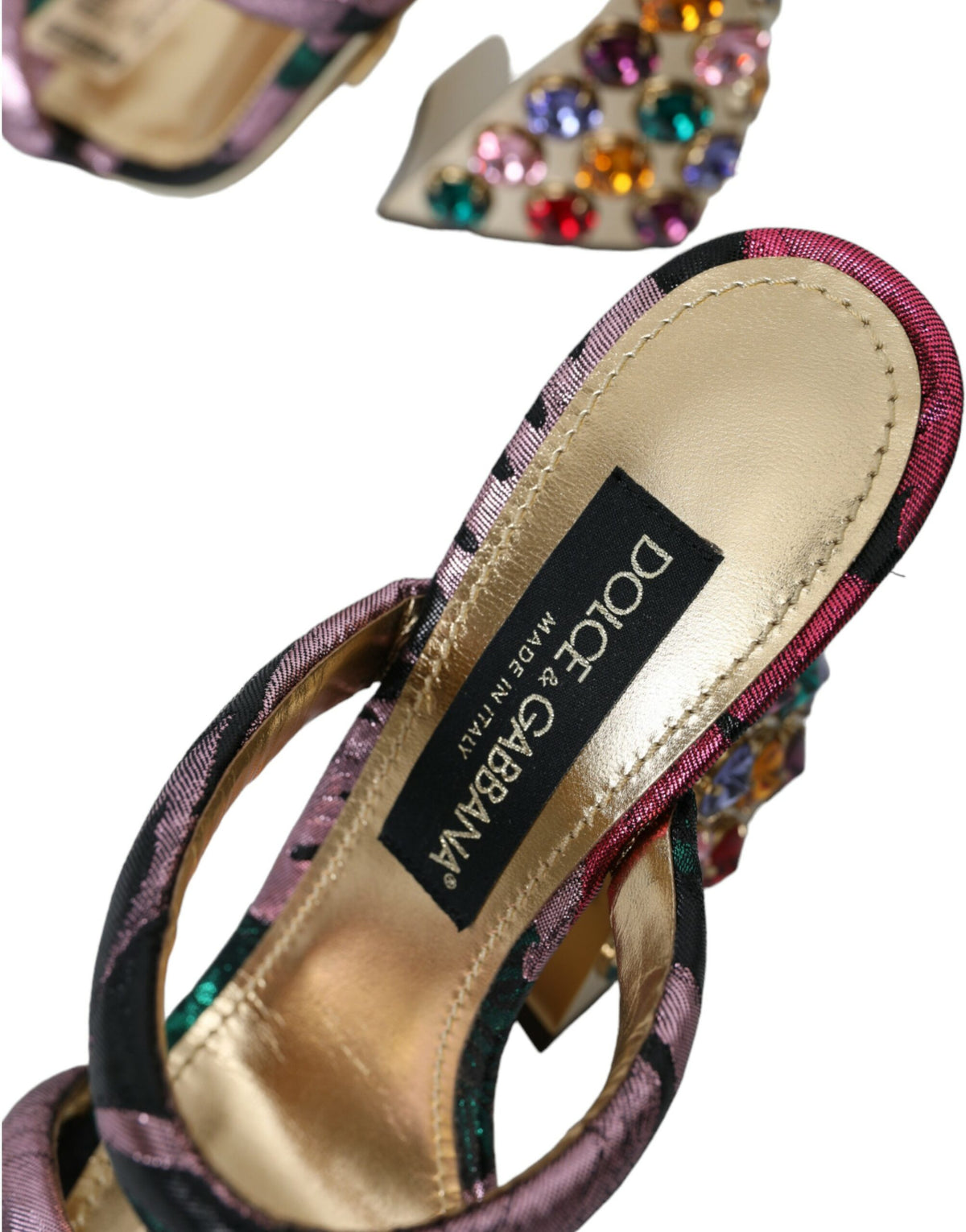 Dolce & Gabbana Multicolor Jacquard Crystals Sandals Shoes