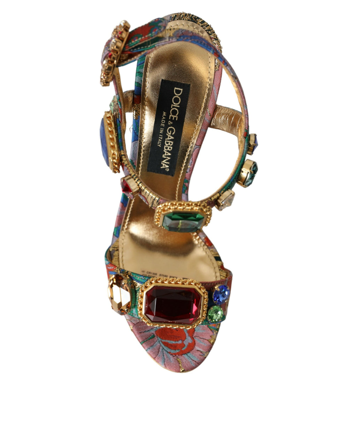 Dolce & Gabbana Multicolor Jacquard Crystals Sandals Shoes