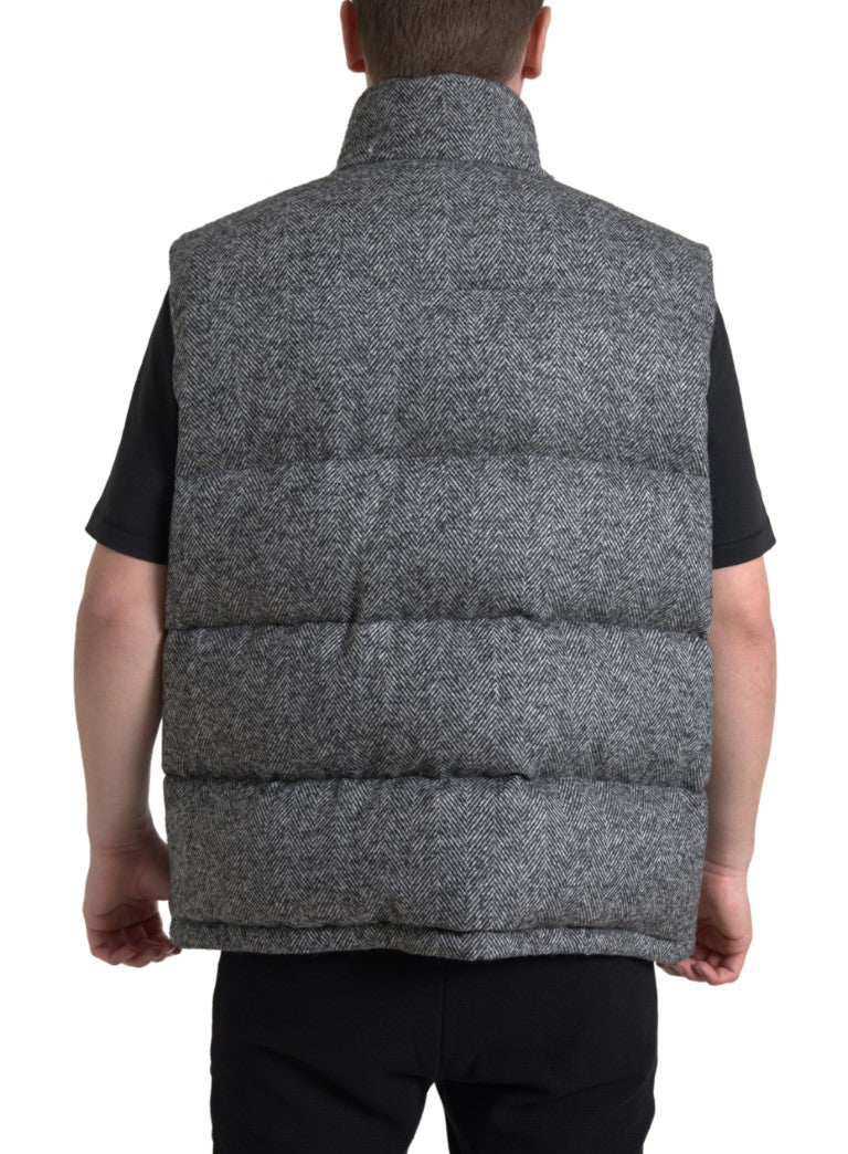 Dolce & Gabbana Elegant Chevron Knit Wool Blend Vest Jacket