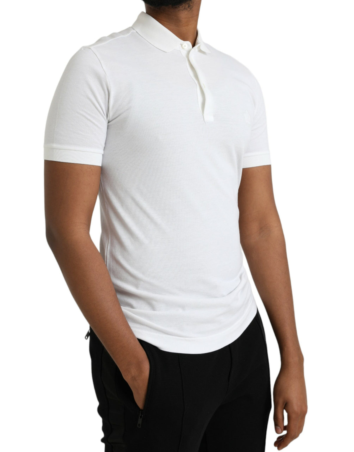 Dolce & Gabbana White Crown Patch CottonCollared Polo T-shirt