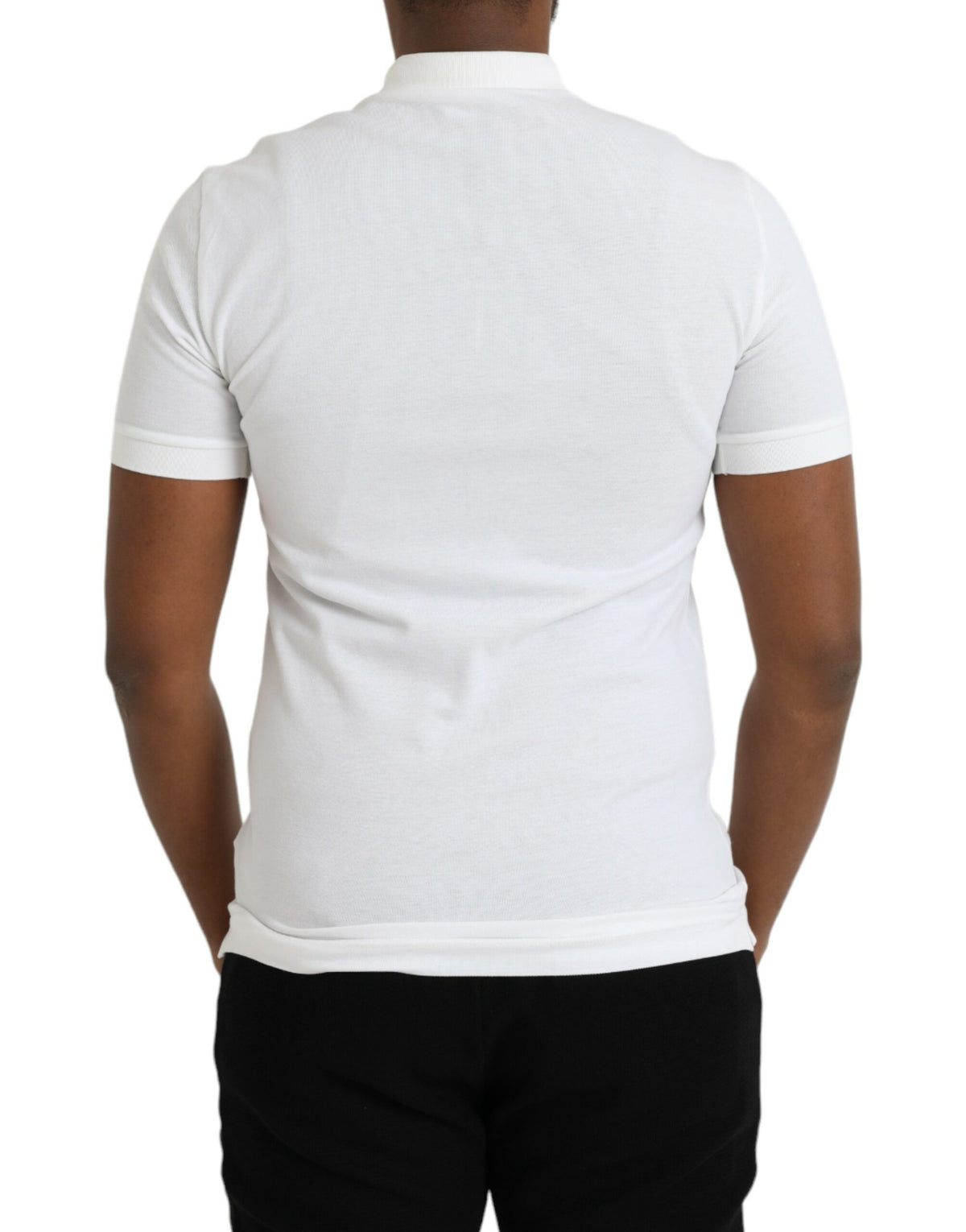 Dolce & Gabbana White Crown Patch CottonCollared Polo T-shirt