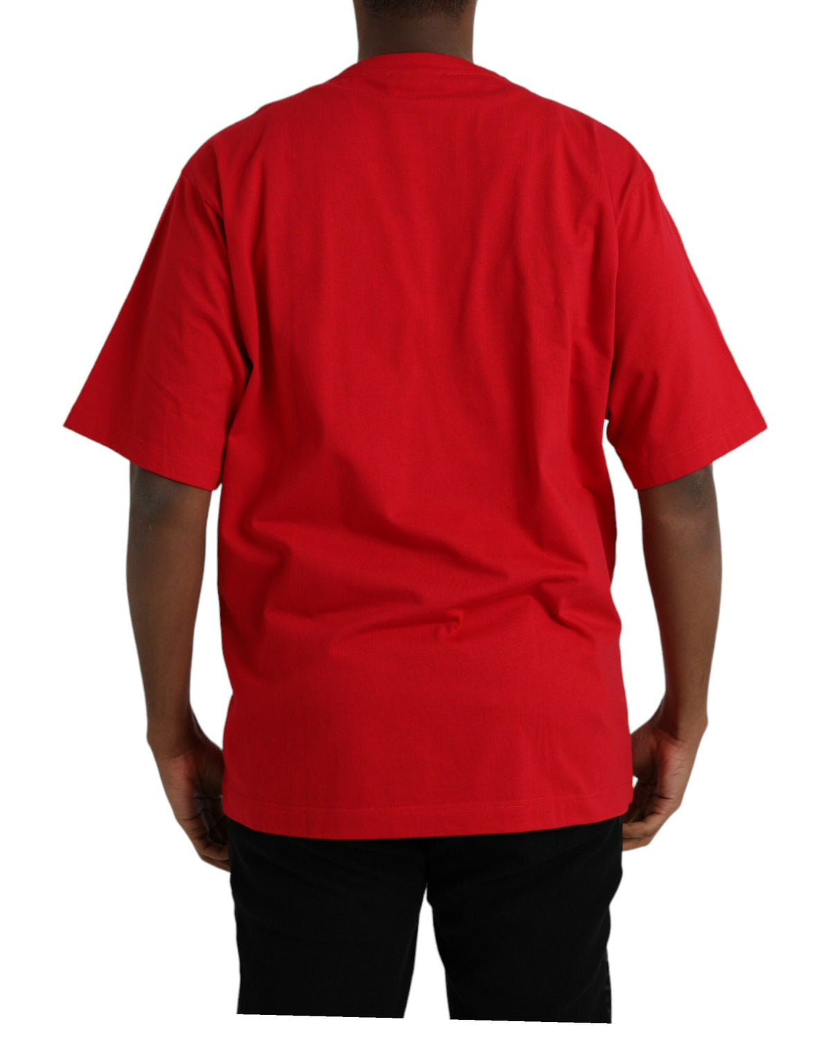 Dolce & Gabbana Red Logo Print Cotton Crew Neck T-shirt