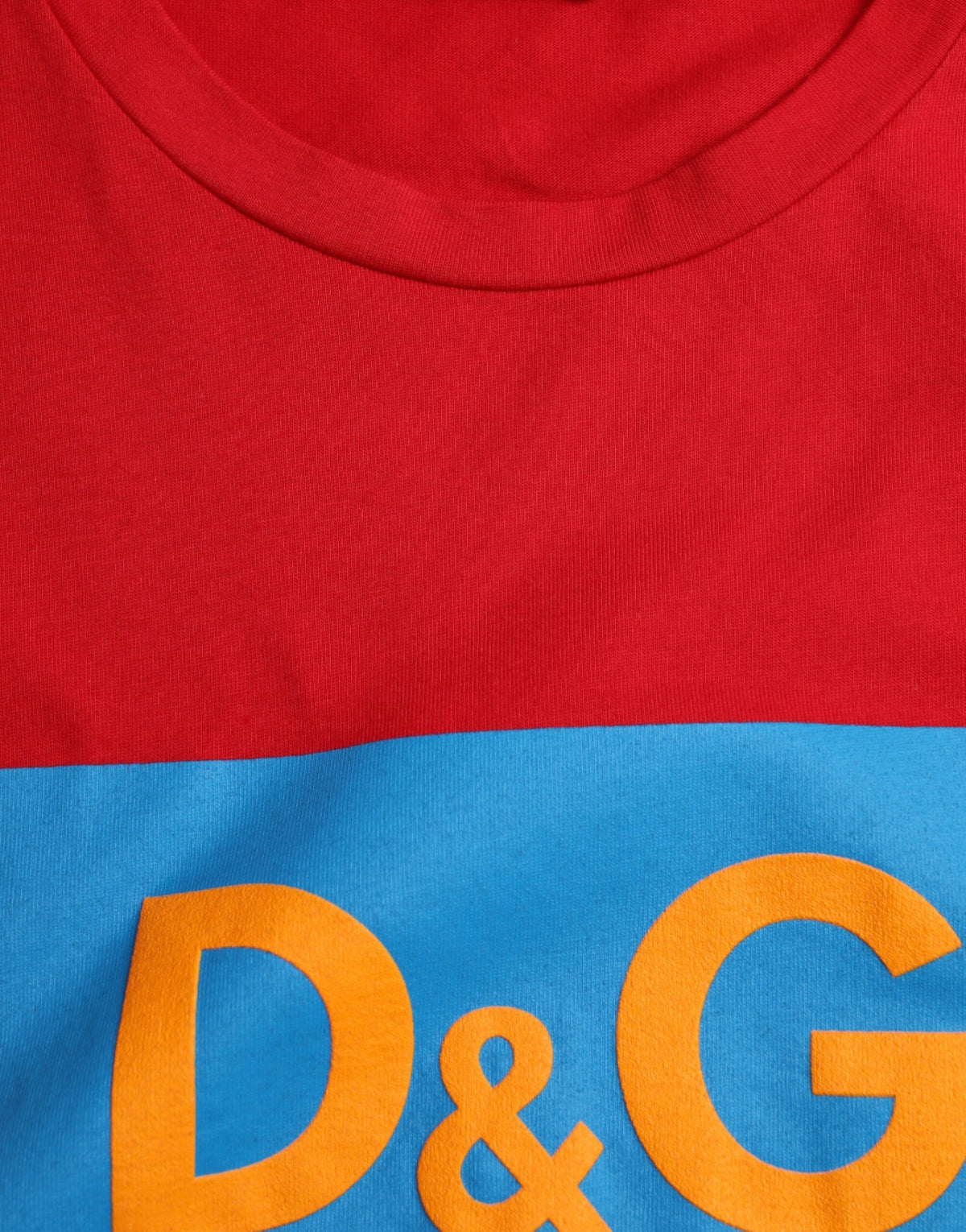 Dolce & Gabbana Red Logo Print Cotton Crew Neck T-shirt