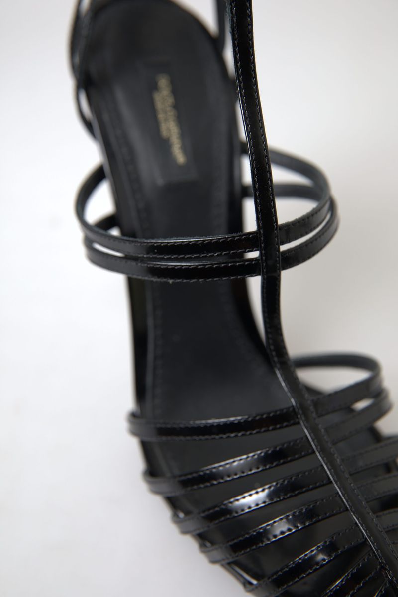 Dolce & Gabbana Elegant Black Leather Stiletto Sandals