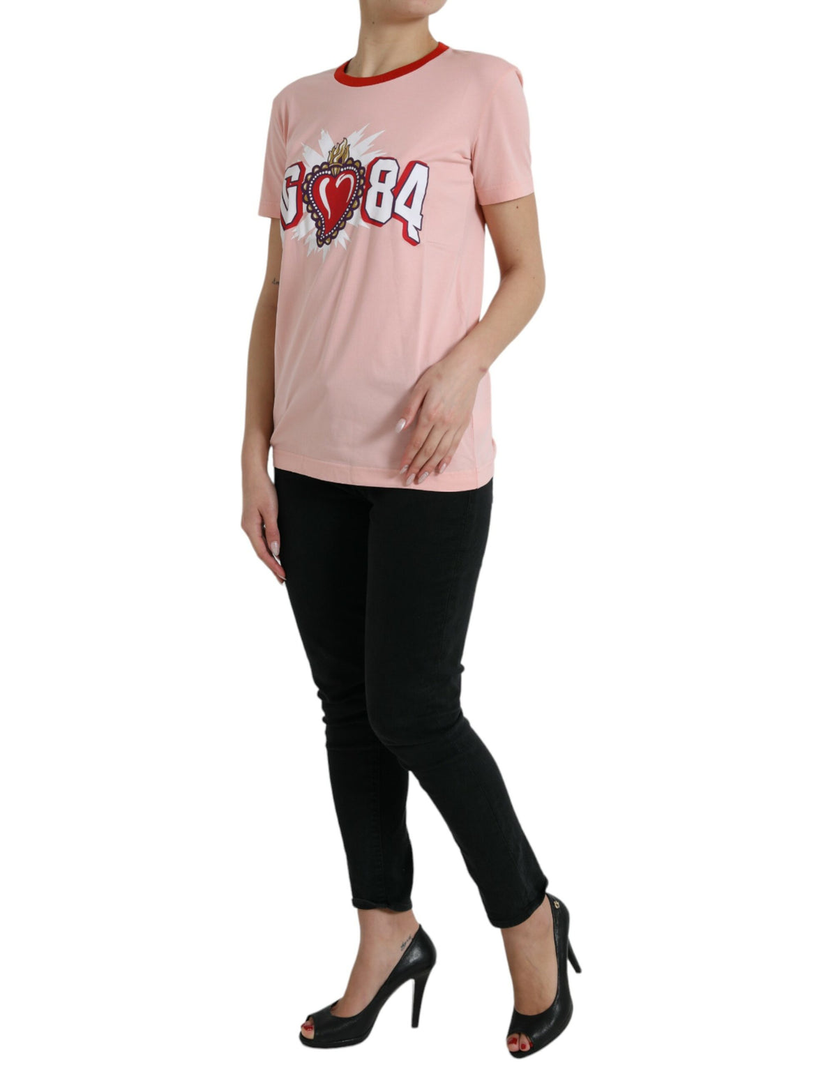 Dolce & Gabbana Sacred Heart Cotton Crew Neck Tee