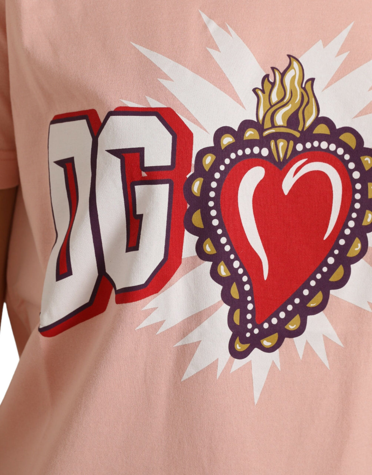 Dolce & Gabbana Sacred Heart Cotton Crew Neck Tee