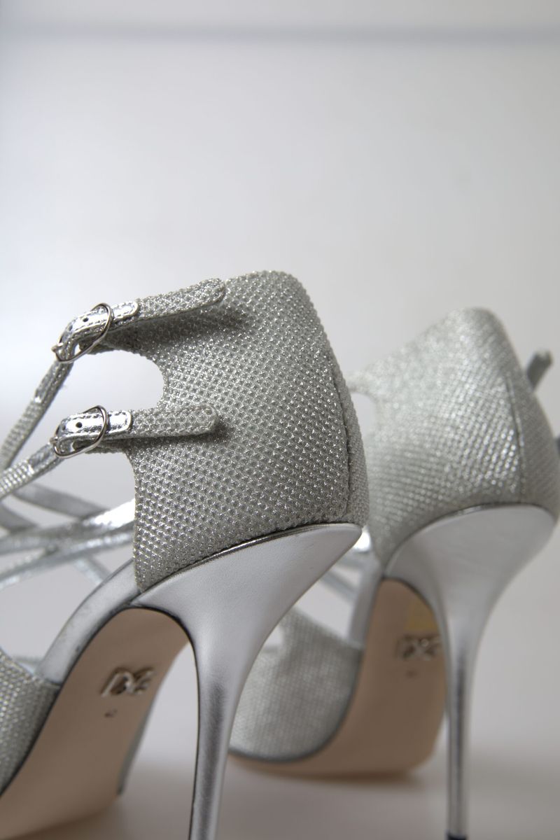 Dolce & Gabbana Elegant Shimmering Silver High-Heeled Sandals