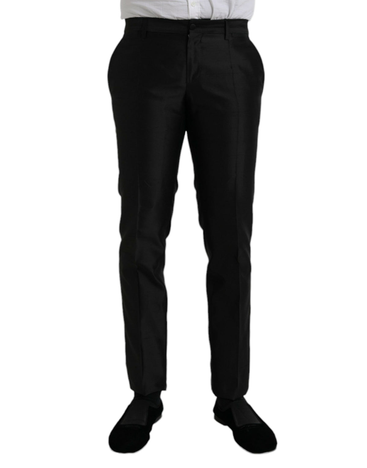 Dolce & Gabbana Black Silk SlimFit Dress Formal Pants