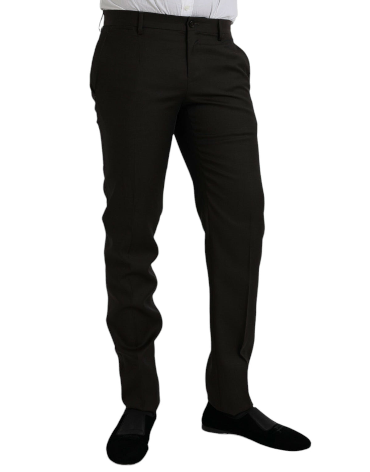 Dolce & Gabbana Dark Brown Wool Slim Fit Formal Pants