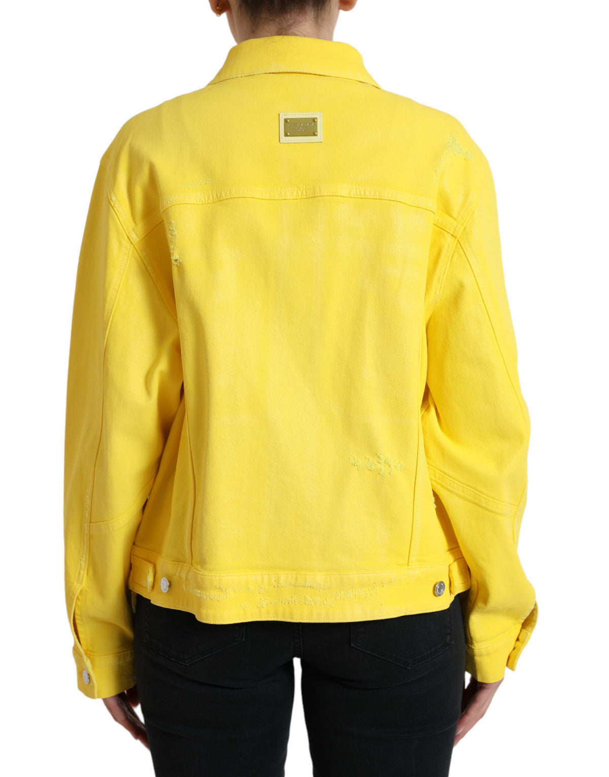 Dolce & Gabbana Exquisite Yellow Denim Button-Down Jacket