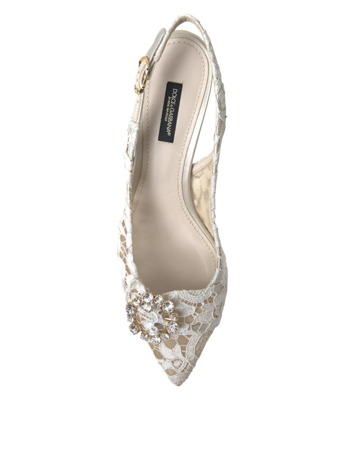 Dolce & Gabbana Elegant Lace Slingback Pumps with Crystal Accents