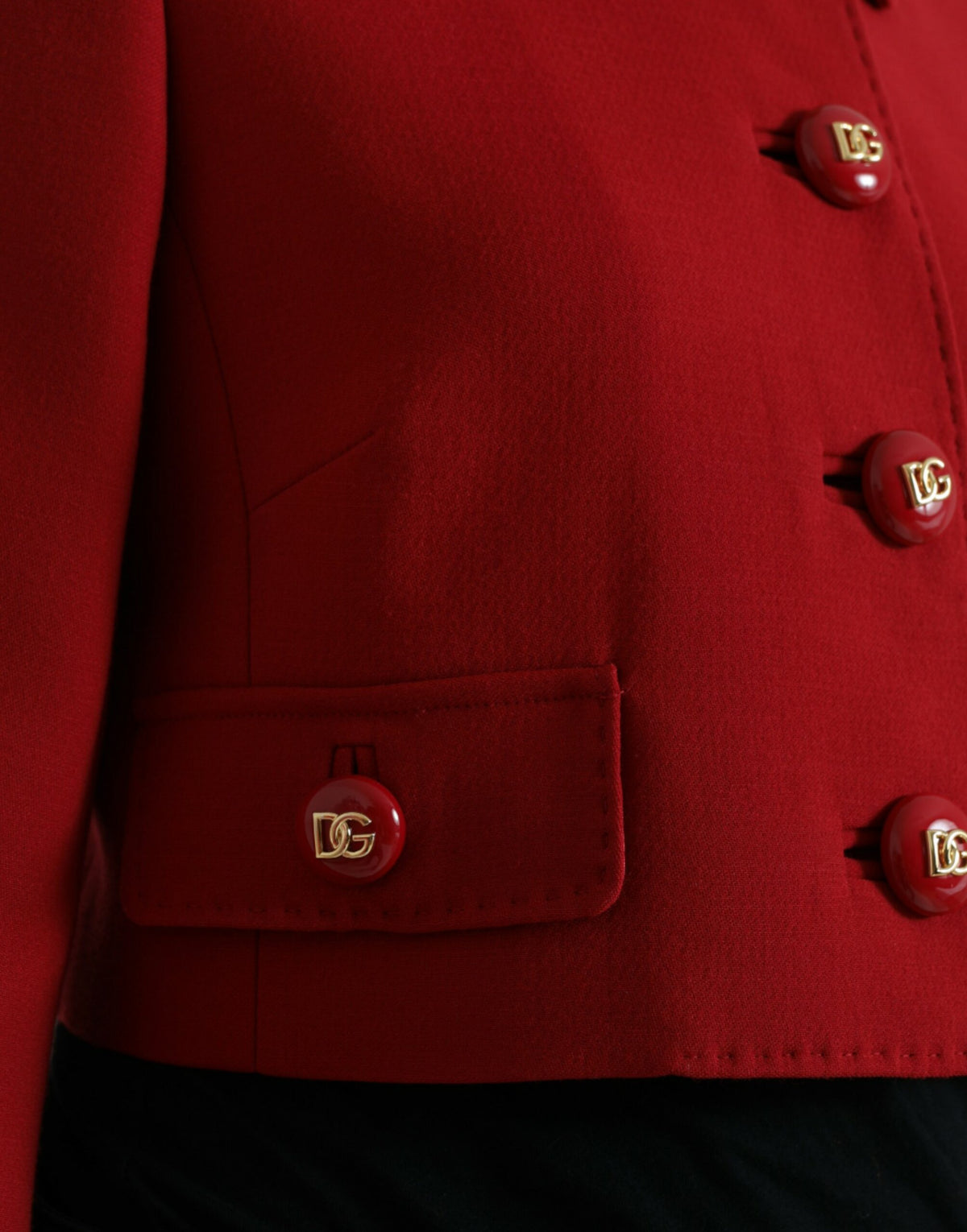 Dolce & Gabbana Red Virgin Wool Cropped Jacket