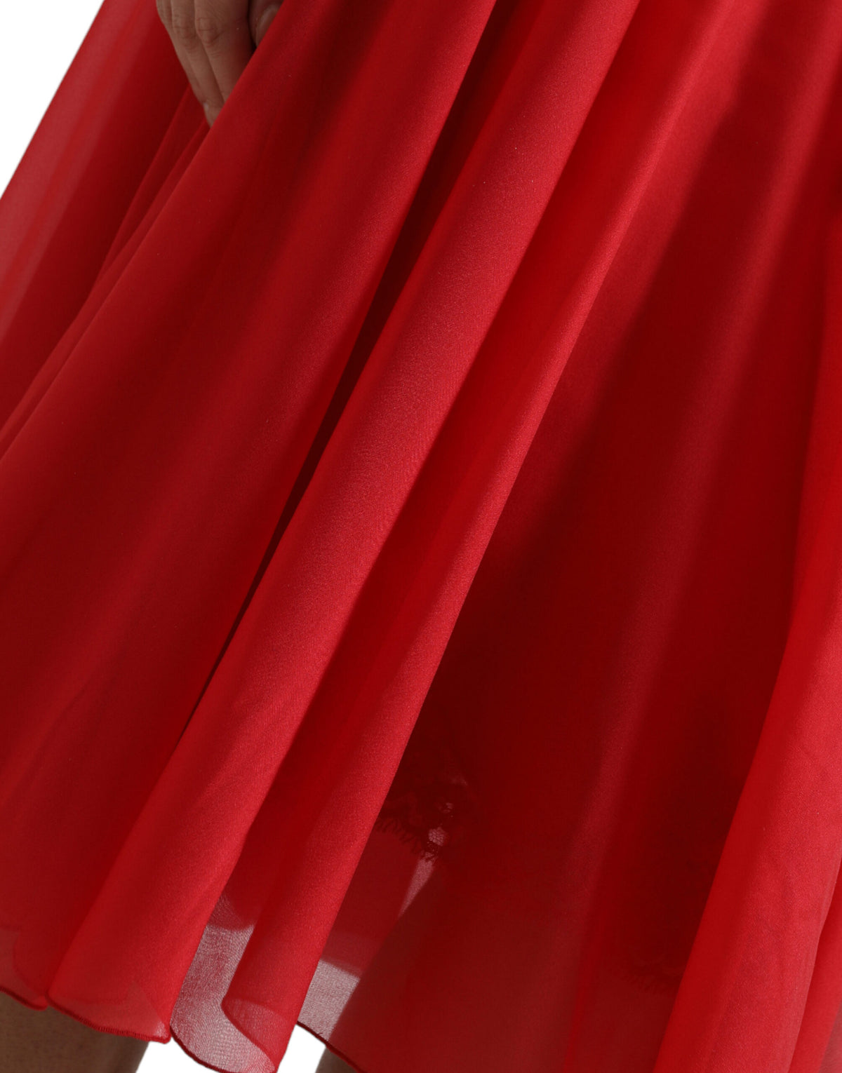 Dolce & Gabbana Elegant Red Pleated A-Line Midi Dress