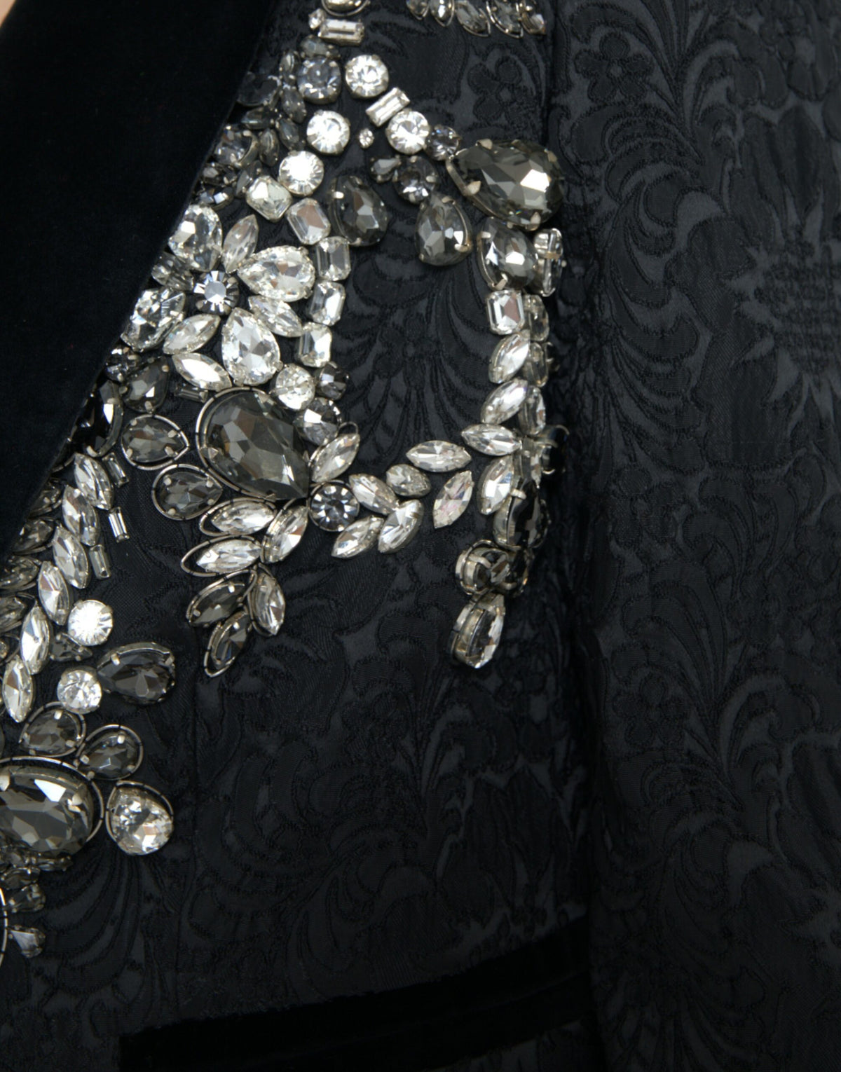 Dolce & Gabbana Elegant Embellished Black Overcoat Jacket