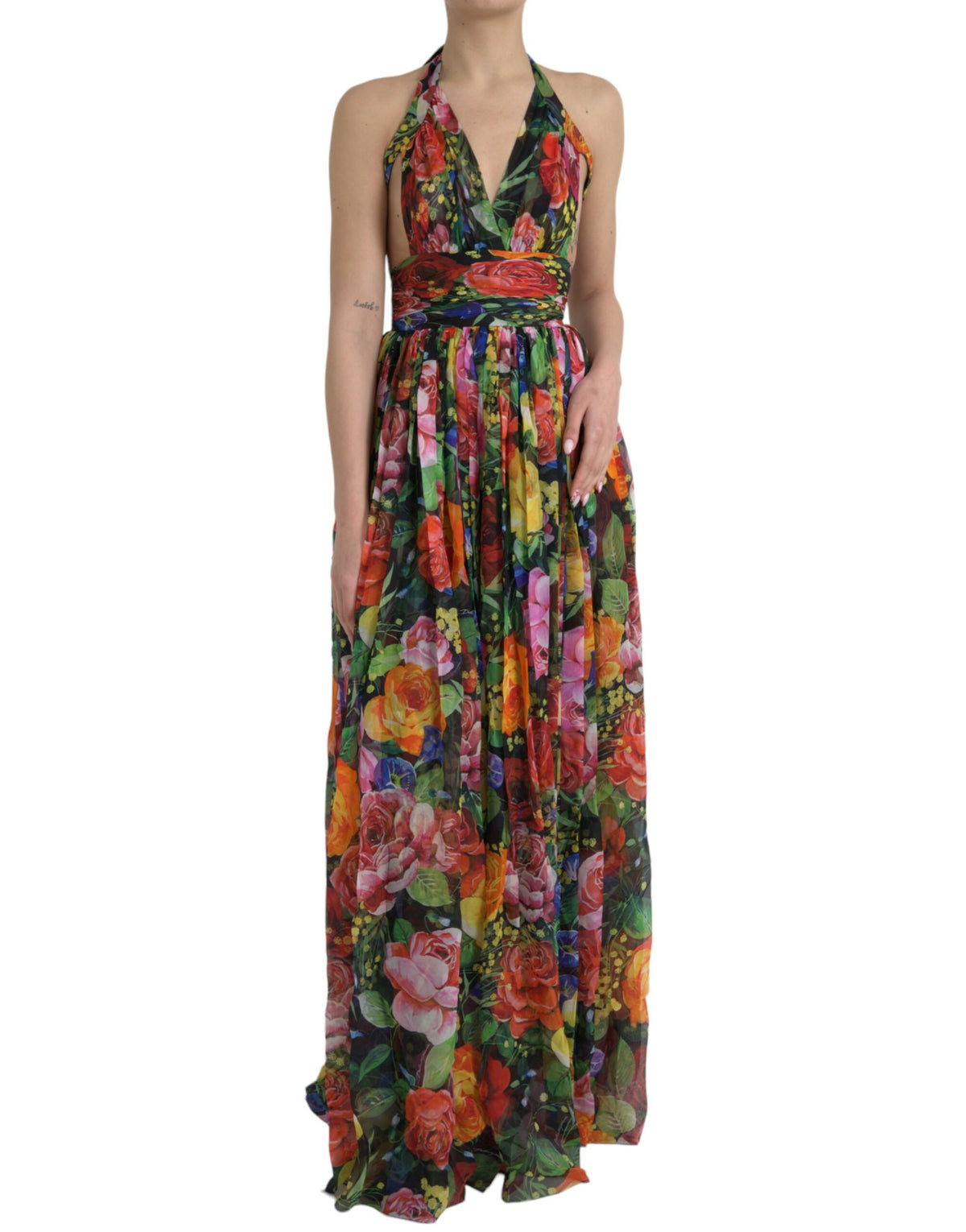 Dolce & Gabbana Chic Floral Maxi Slip Dress in Multicolor Silk