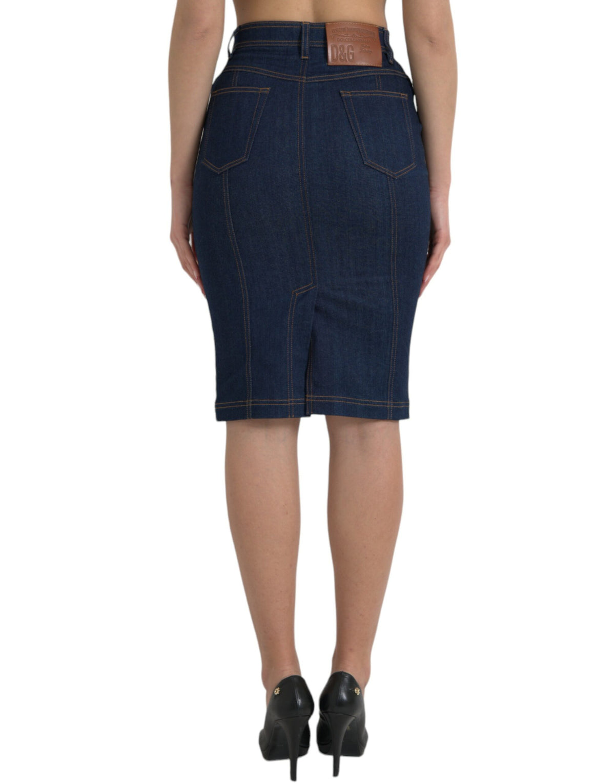 Dolce & Gabbana Elegant High-Waist Denim Knee Skirt