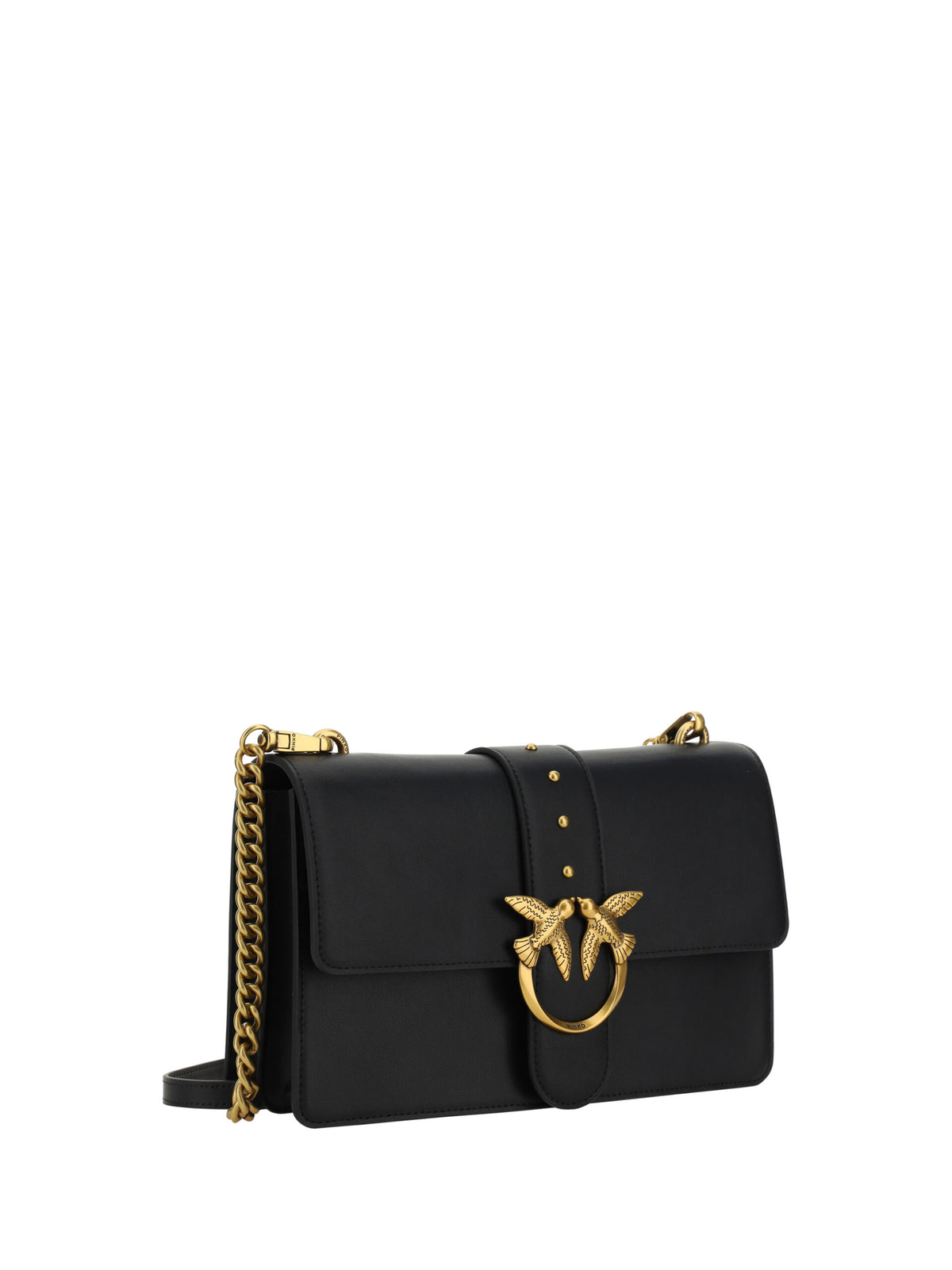 Pinko Black Leather Love One Classic Shoulder Bag