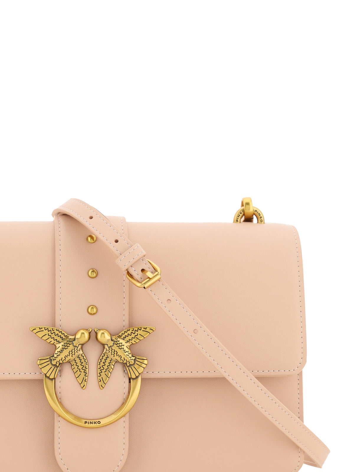 Pinko Pink Calf Leather Love One Classic Shoulder Bag