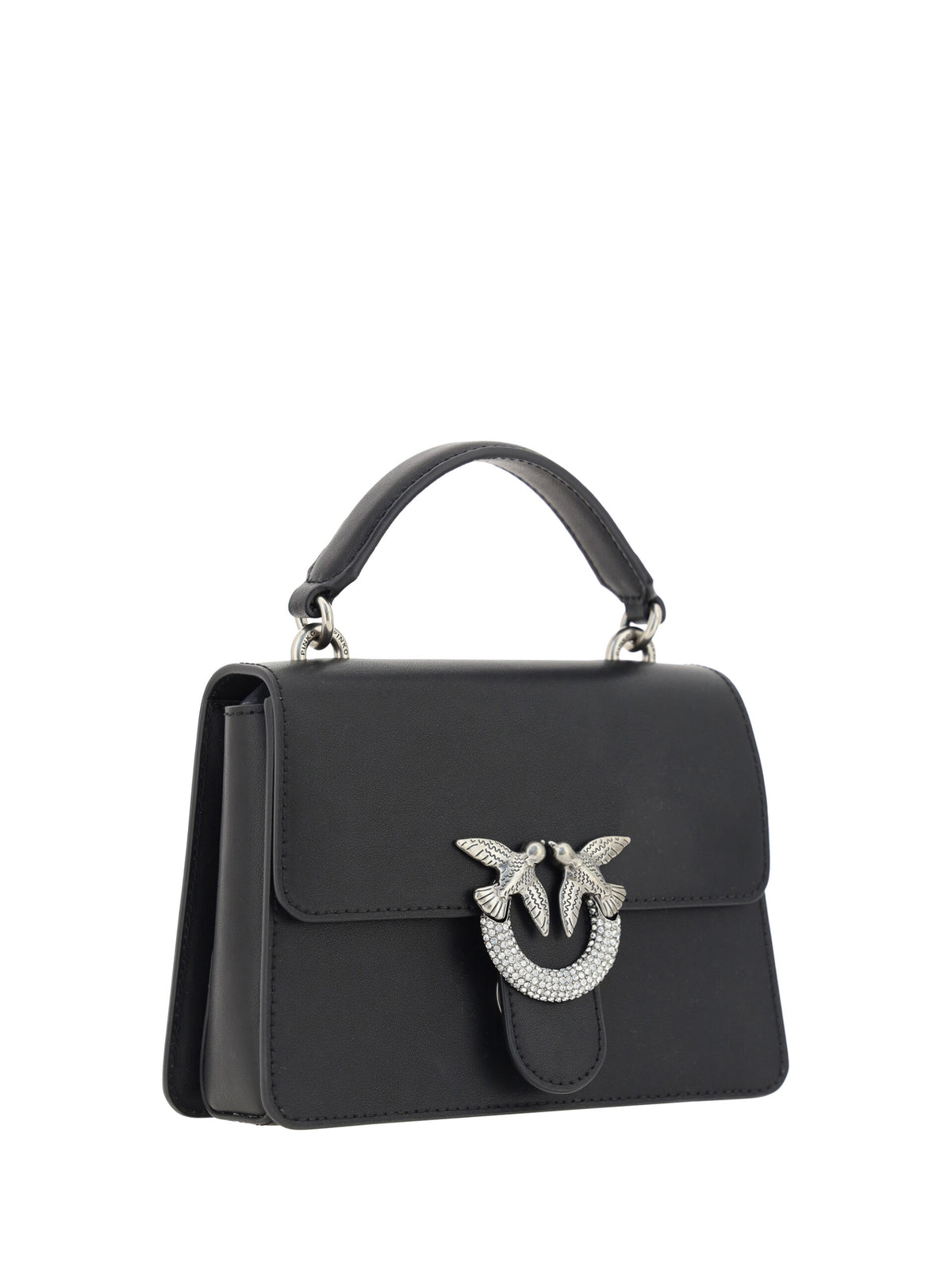 Pinko Black Calf Leather Love One Classic Handbag