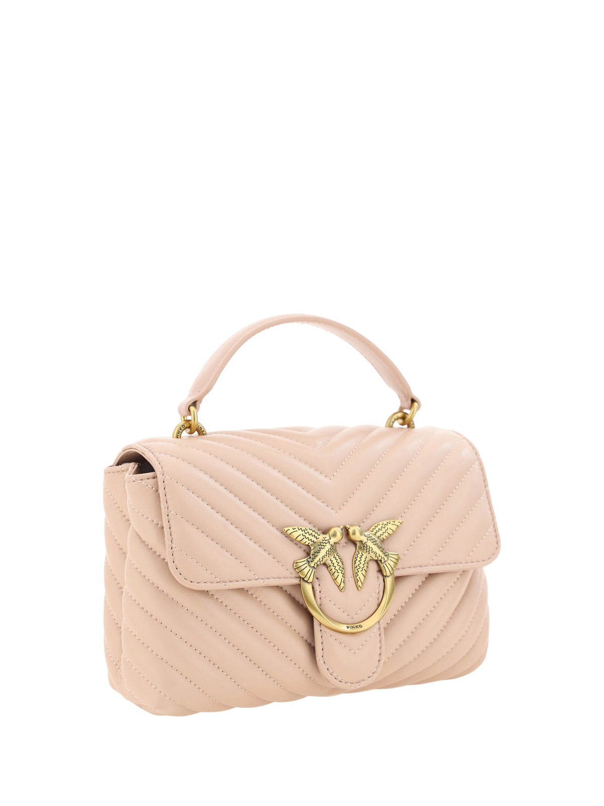 Pinko Pink Calf Leather Love Lady Mini Handbag