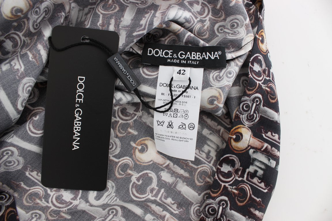 Dolce & Gabbana Enchanted Sicily Silk Blouse With Key Print