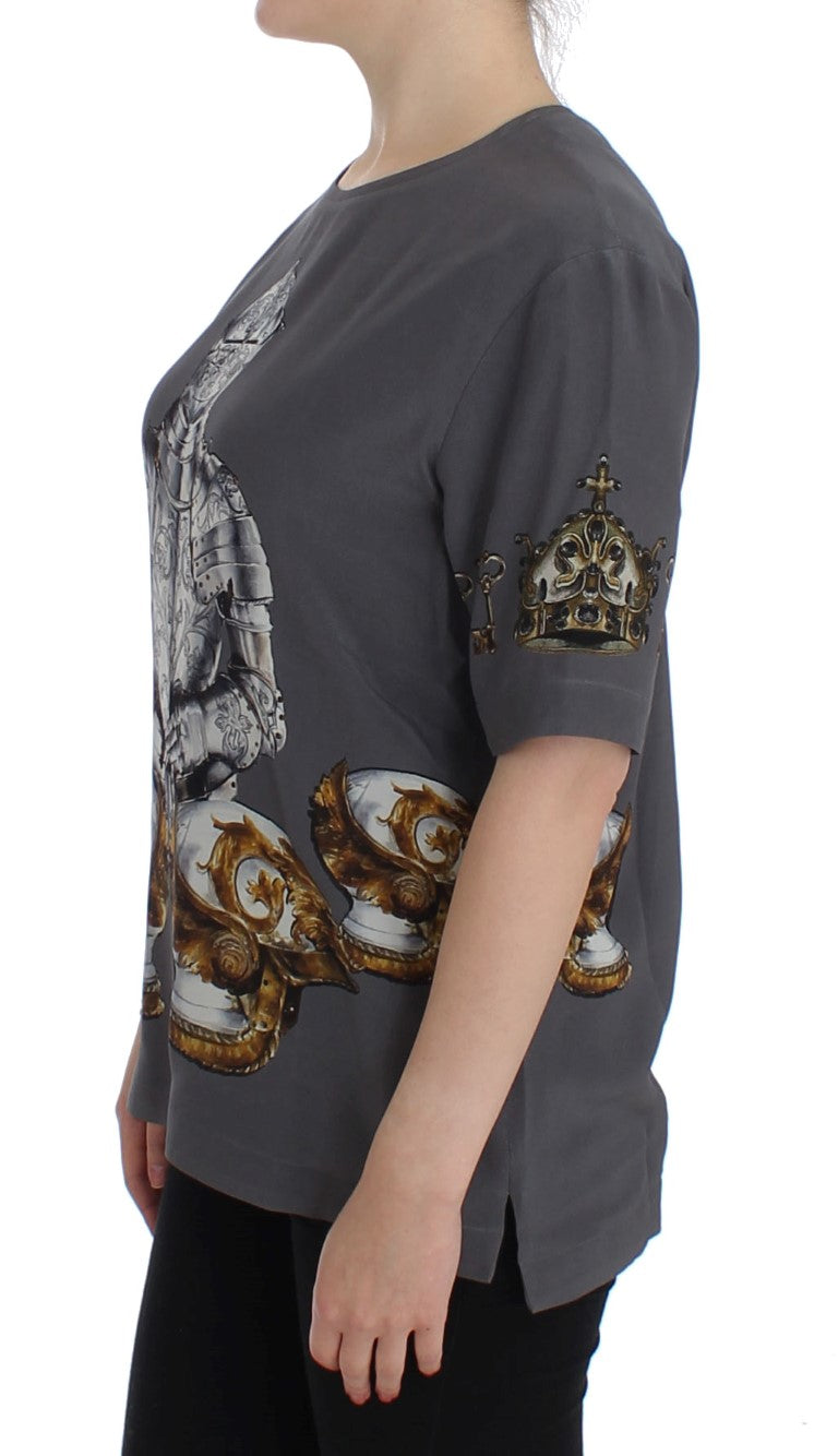 Dolce & Gabbana Enchanted Sicily Silk Blouse With Knight Print