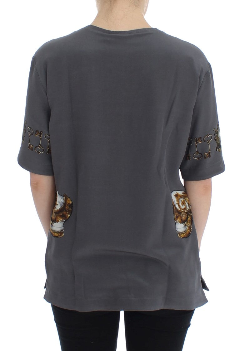 Dolce & Gabbana Enchanted Sicily Silk Blouse With Knight Print