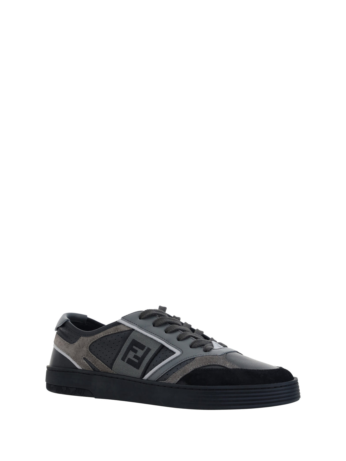 Fendi Black Calf Leather Low Top Sneakers