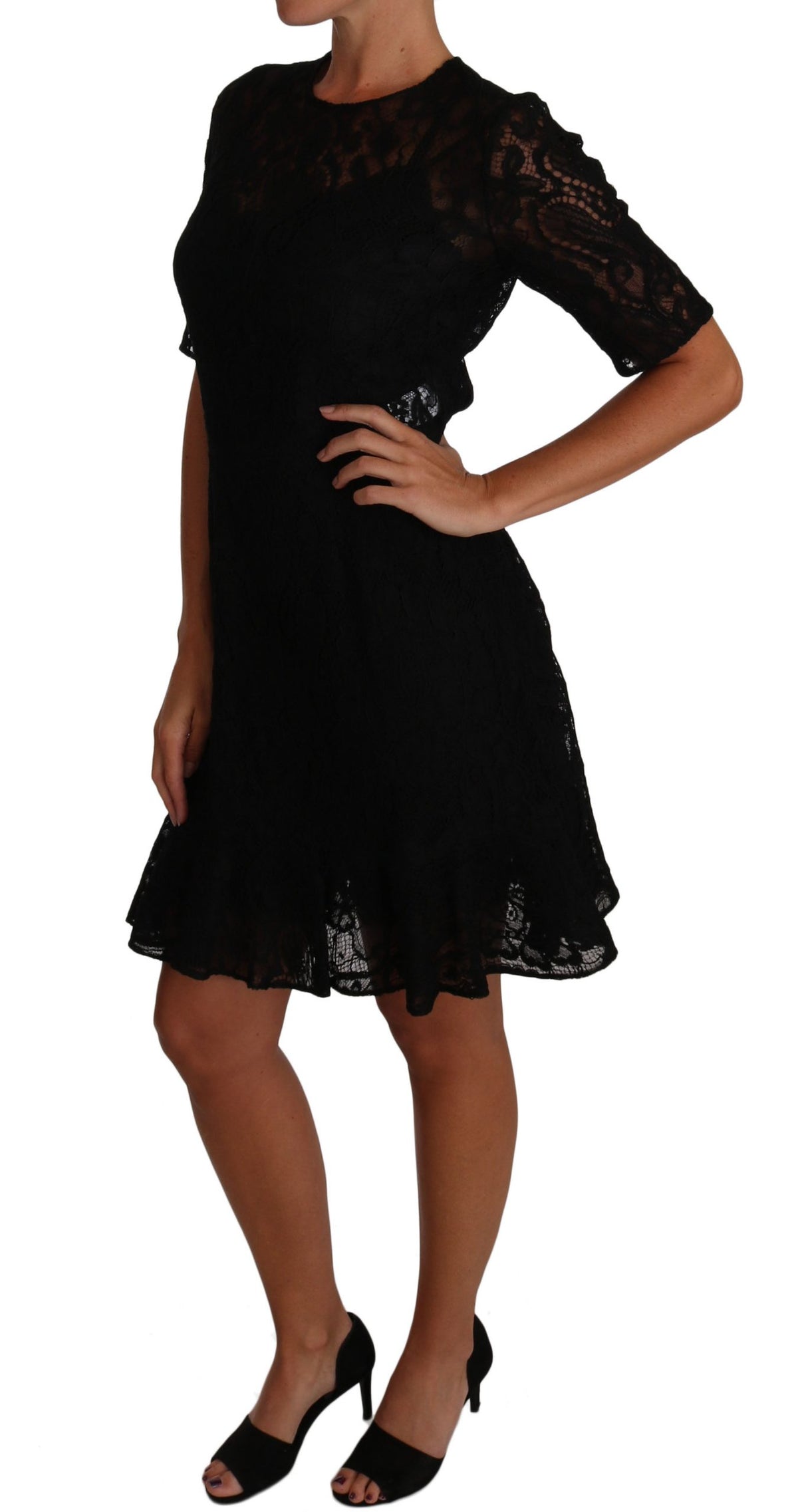 Dolce & Gabbana Chic Black Lace Sheath Dress with Silk Lining