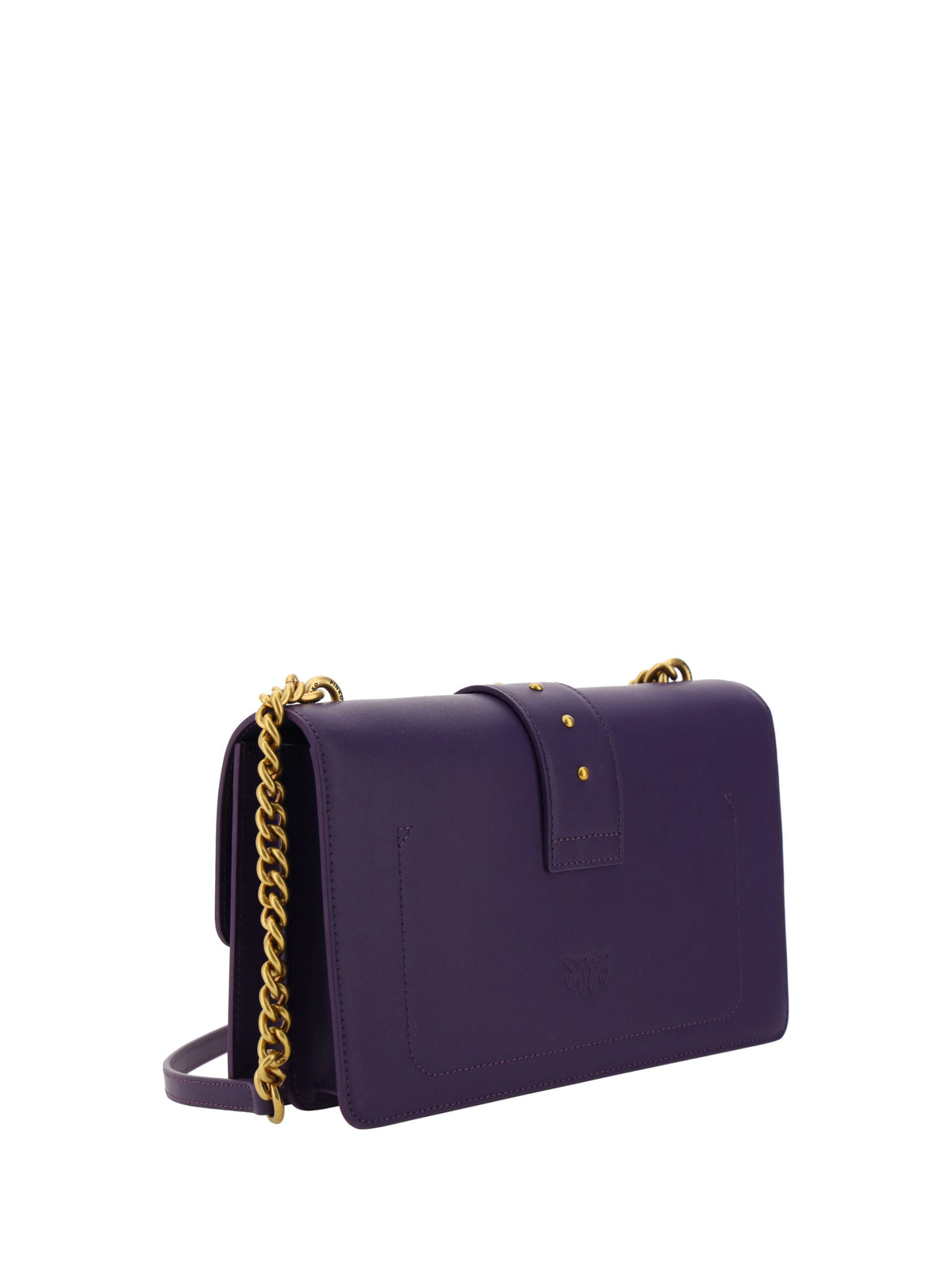 Pinko Purple Leather Love One Classic Shoulder Bag