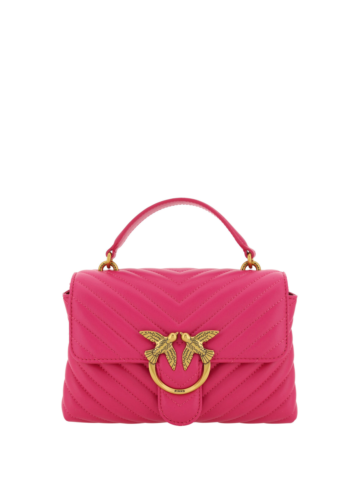 Pinko Pink Calf Leather Love Lady Mini Handbag