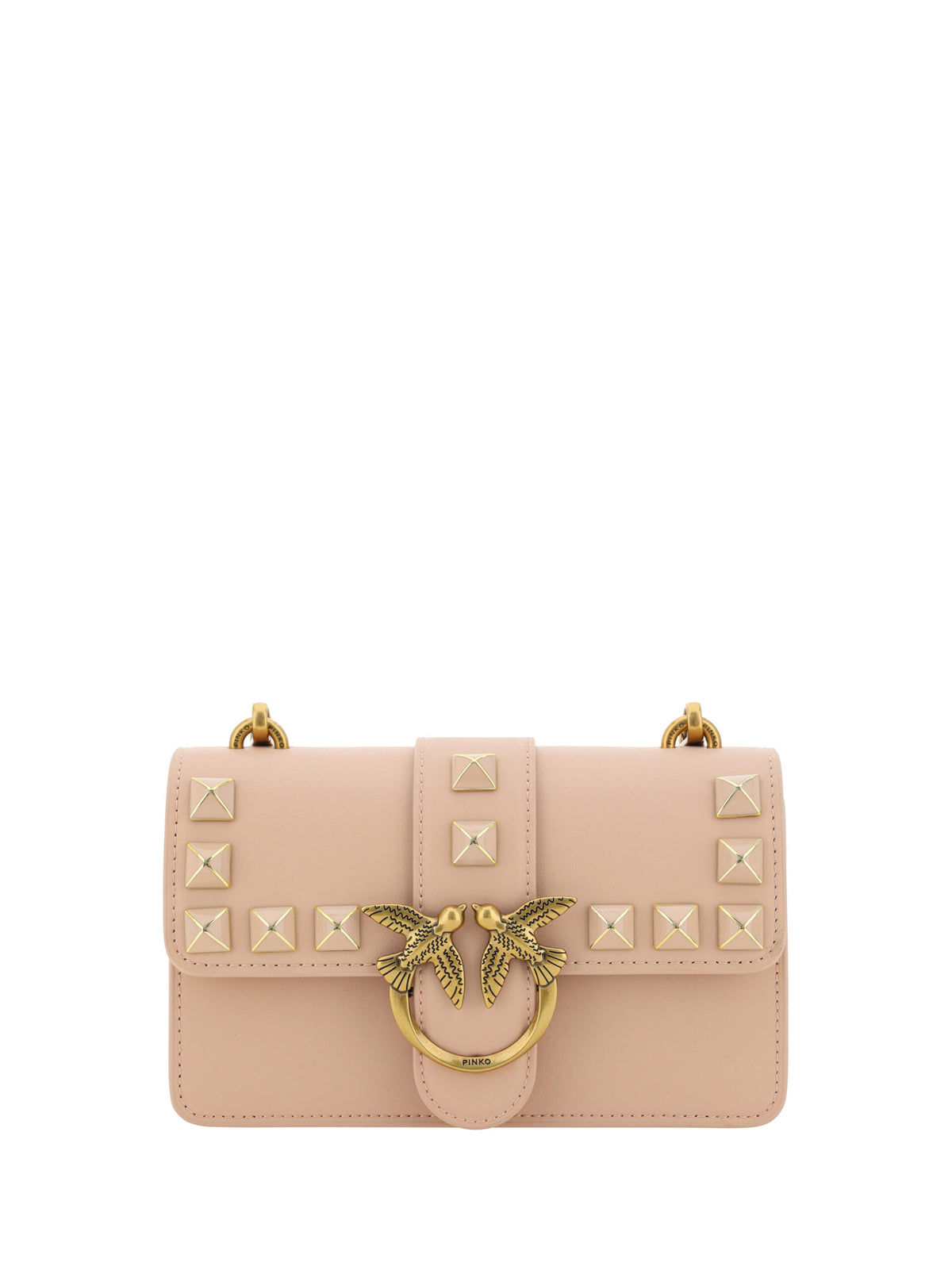 Pinko Pink Leather Mini Love One Shoulder Bag