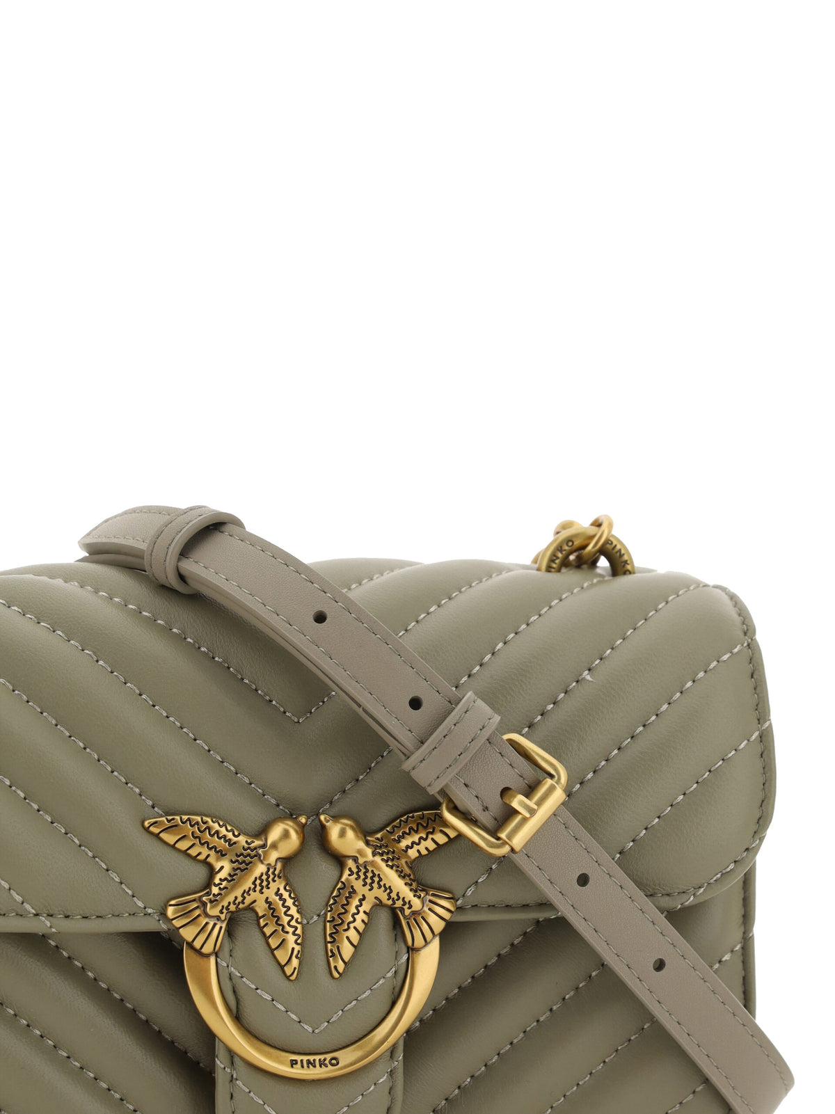 Pinko Green Calf Leather Love Bell Mini Shoulder Bag