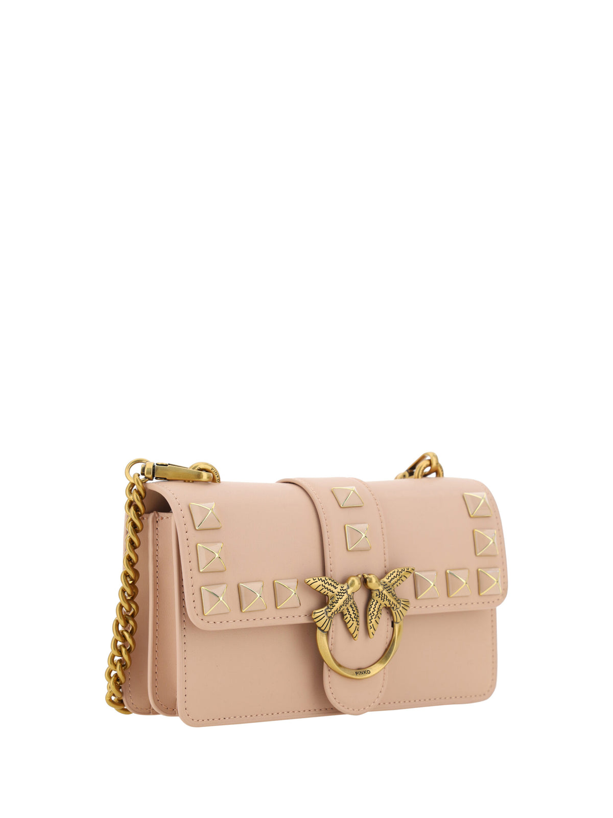 Pinko Pink Leather Mini Love One Shoulder Bag