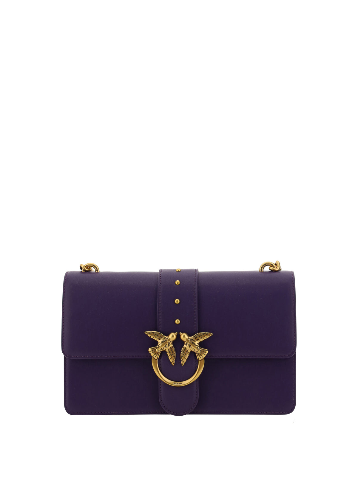 Pinko Purple Leather Love One Classic Shoulder Bag