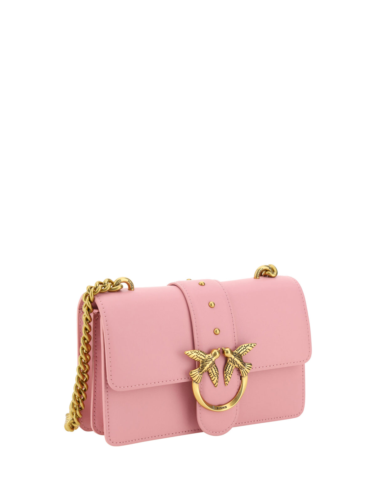 Pinko Pink Leather Love One Mini Shoulder Bag