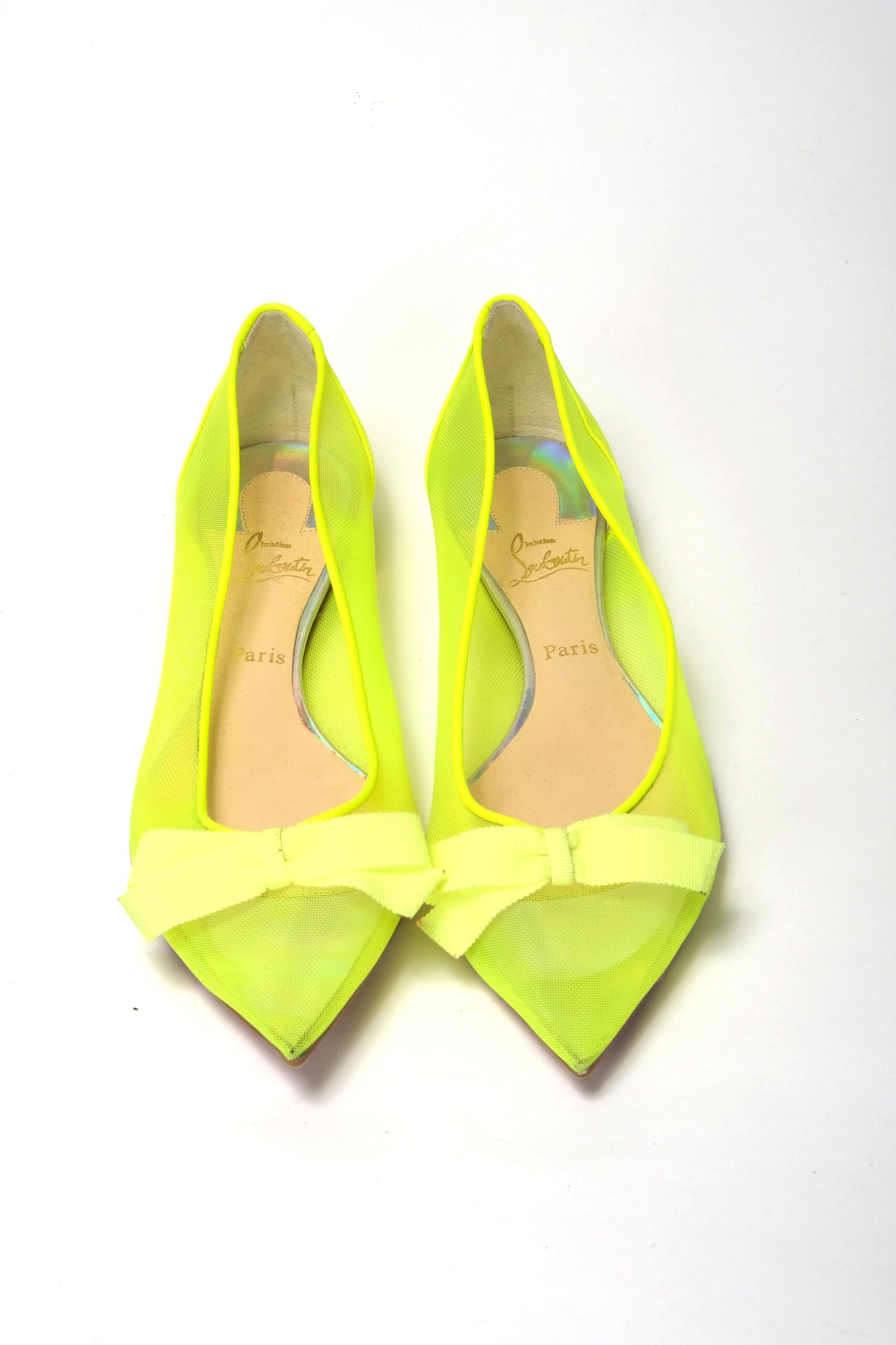 Christian Louboutin Fluro Yellow Flat Point to Shoe