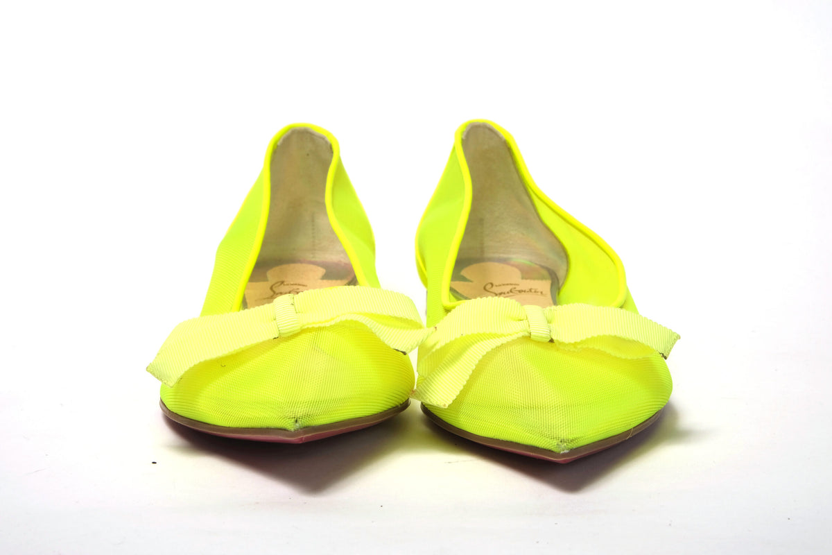 Christian Louboutin Fluro Yellow Flat Point to Shoe