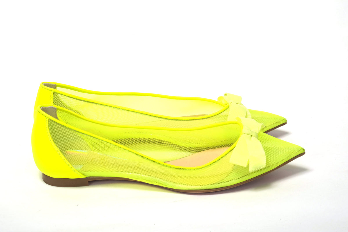 Christian Louboutin Fluro Yellow Flat Point to Shoe