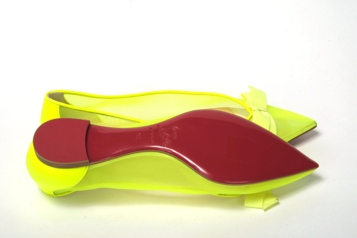 Christian Louboutin Fluro Yellow Flat Point to Shoe