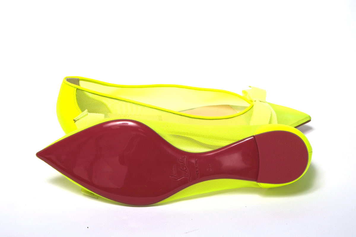 Christian Louboutin Fluro Yellow Flat Point to Shoe