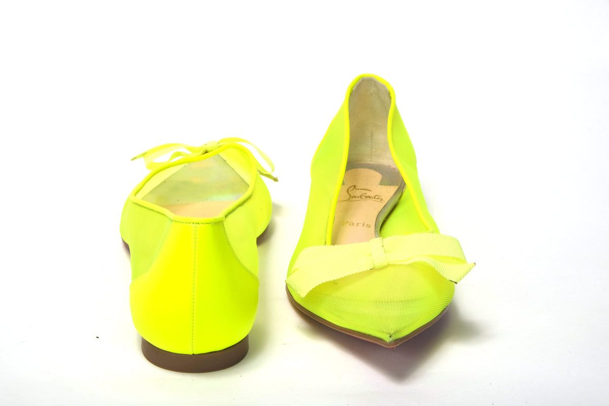 Christian Louboutin Fluro Yellow Flat Point Toe Shoe