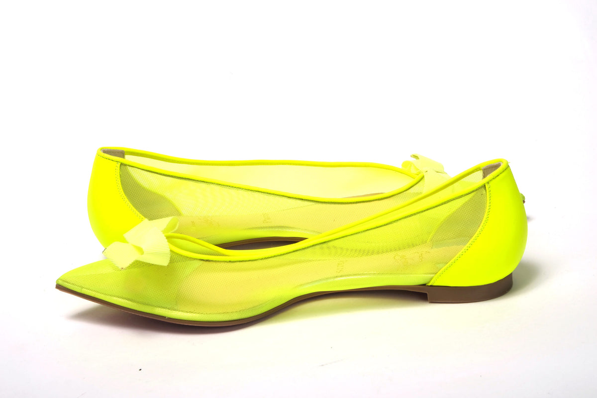 Christian Louboutin Fluro Yellow Flat Point to Shoe