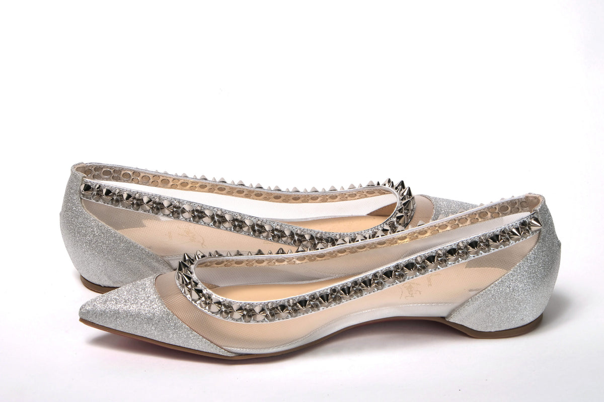 Christian Louboutin Silver Flat Point Toe Shoe