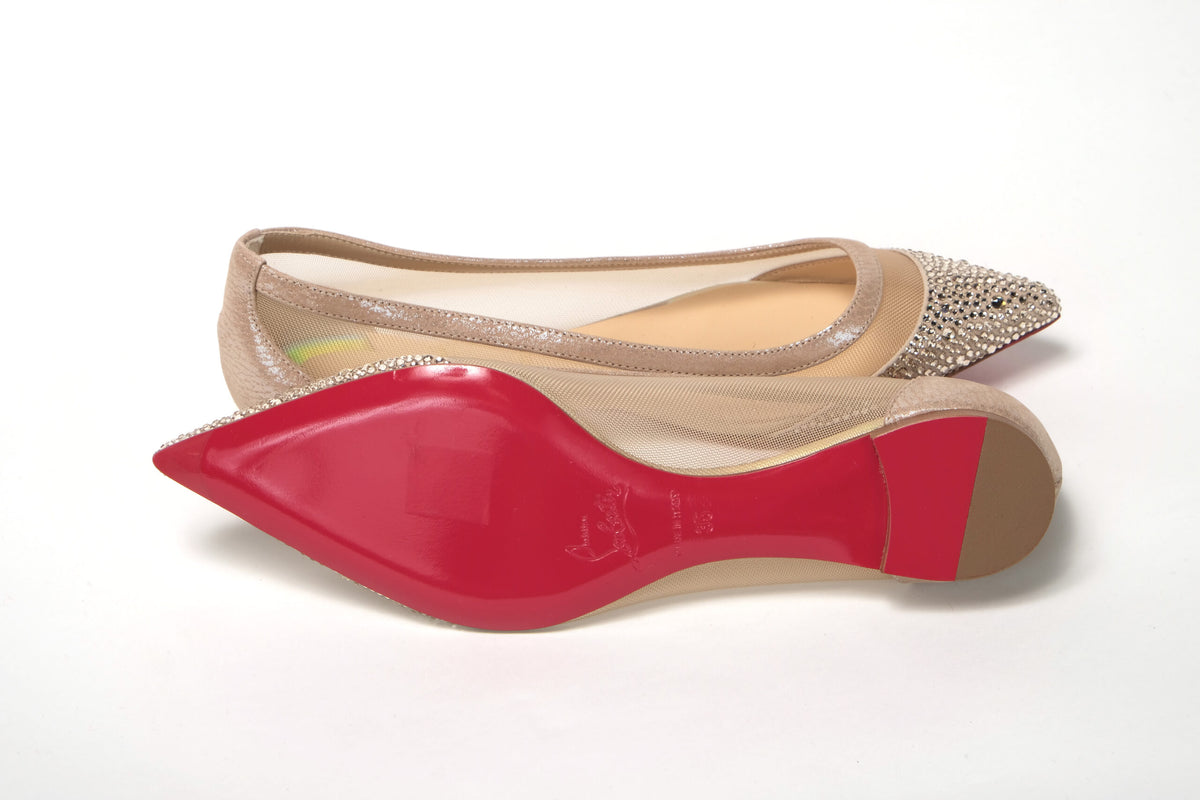 Christian Louboutin Silver Flat Point Crystals Shoe