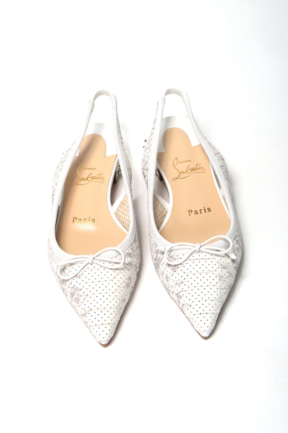 Christian Louboutin White Performed Printed Flat Point to Shoe