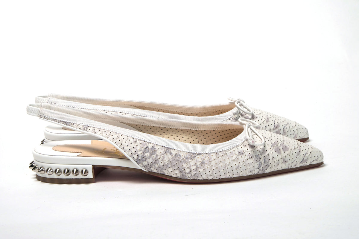 Christian Louboutin White Performed Printed Flat Point to Shoe