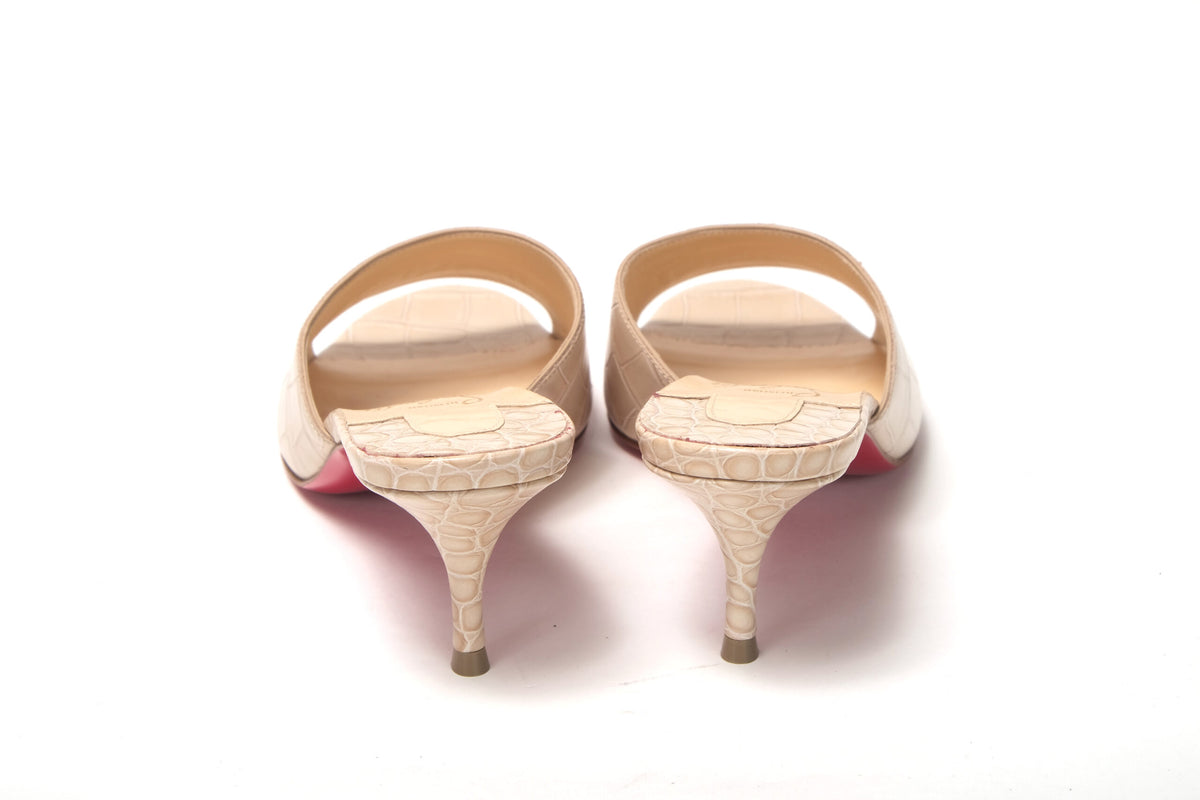 Christian Louboutin Nougat Kitten all Mule Leather Shoes