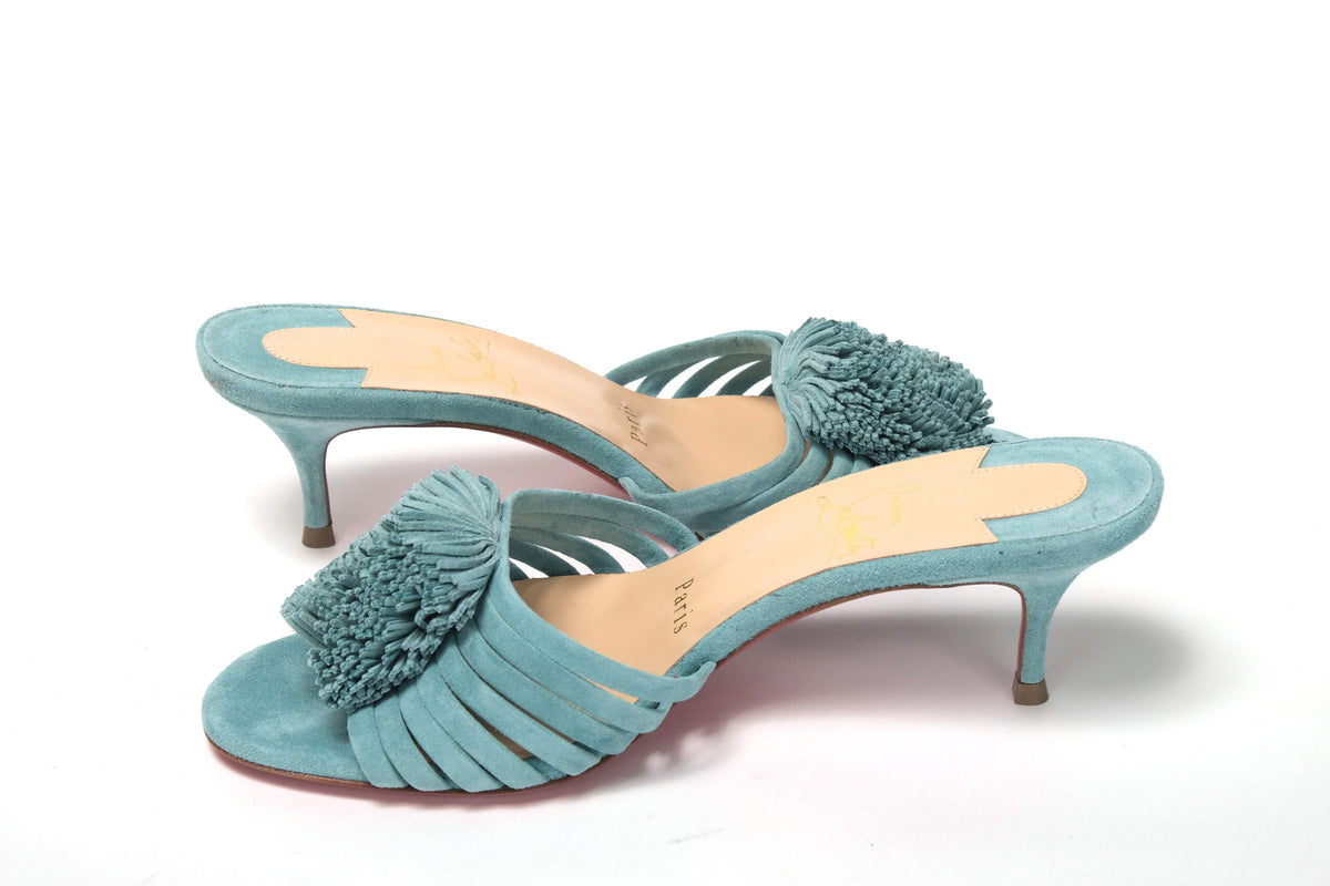 Christian Louboutin Noumea Blue Strappy Kitten Heel